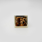 Mens Ring // Brown + White (9.5)