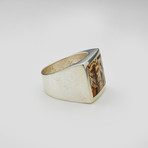 Mens Ring // Brown + White (9.5)
