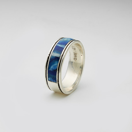 Mens Ring // Blue + White (12)