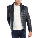 Pacific Leather Jacket // Navy + Blue (S)