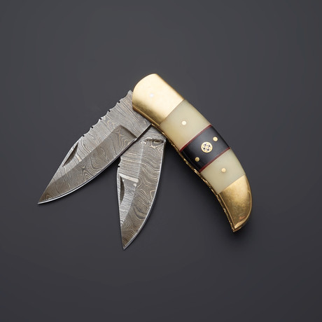 Damascus Double Blade Folder // F-151