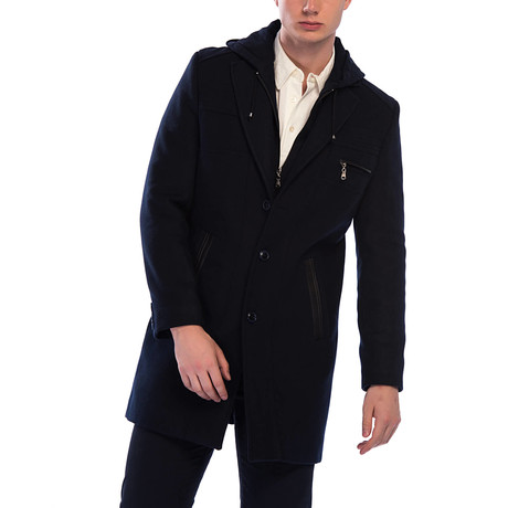 PLT8354 Slim-Fit Overcoat // Dark Blue (M)