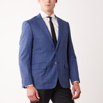 Classic Fit Half-Canvas Sport Jacket // Blue Window Texture (US: 40R)