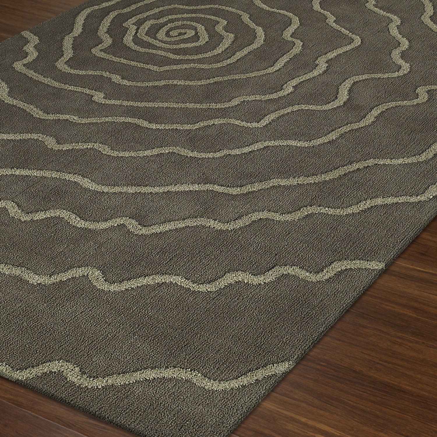 Chase // Artistic Spiral // Mushroom + Taupe Plush Area Rug // 5' x 7'6 Dalyn Rug PERMANENT