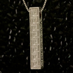 Greek Key Pillar Necklace (White Gold)