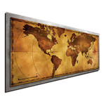 Old World Map // Silver Frame (48"W x 19"H x 1"D)