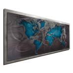 Blue Pewter Land + Sea // Silver Frame (48"W x 19"H x 1"D)