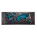 Blue Pewter Land + Sea // Silver Frame (48"W x 19"H x 1"D)