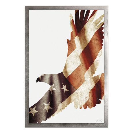 Freedom Eagle // Silver Frame (48"W x 19"H x 1"D)