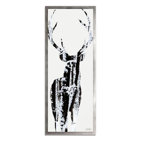 Snow Deer // Silver Frame (19"W x 48"H x 1"D)