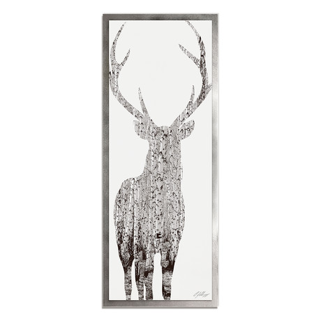 Birch Deer // Silver Frame (19"W x 48"H x 1"D)