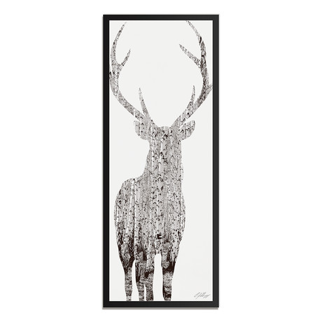 Birch Deer // Black Frame (19"W x 48"H x 1"D)