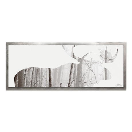 Moose Landscape // Silver Frame (48"W x 19"H x 1"D)