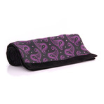 European Made Exclusive Dress Scarves // Black Purple Paisley Double Side Scarf