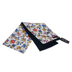 European Made Exclusive Dress Scarves // White Multi Color Floral