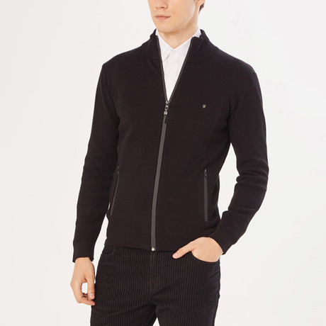 Wyatt Zipper Cardigan // Black (S)