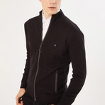 Wyatt Zipper Cardigan // Black (L)