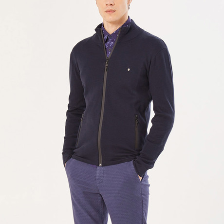 Wyatt Zipper Cardigan // Navy (S)