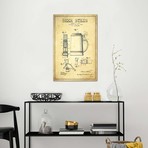 Beer Stein Vintage Patent Blueprint // Aged Pixel (26"W x 18"H x 0.75"D)