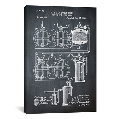 O. & O.B. Zwietusch Brewery // 1893 Patent Sketch // Bill Cannon (26"W x 18"H x 0.75"D)