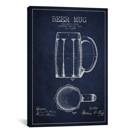 Beer Mug // Navy Blue Patent Blueprint // Aged Pixel (26"W x 18"H x 0.75"D)