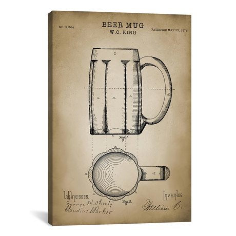 Beer Mug // PatentPrintStore (26"W x 18"H x 0.75"D)