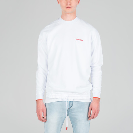 League Box Long Sleeve Sweater // White (XS)