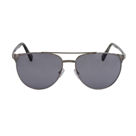 Zegna // Modern Aviator Sunglasses // Shiny Light Ruthenium + Smoke Mirror