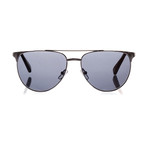 Zegna // Men's Modern Aviator Sunglasses // Shiny Light Ruthenium + Blue