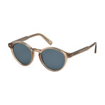 Zegna // Men's Classic Round Sunglasses // Shiny Light Brown + Blue