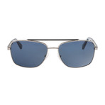 Zegna // Polarized Navigator Sunglasses // Shiny Light Ruthenium + Blue