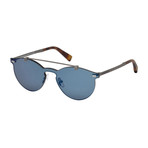 Zegna // Single Lens Sunglasses // Gray + Blue Mirror