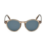 Zegna // Men's Classic Round Sunglasses // Shiny Light Brown + Blue