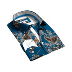 Reversible Cuff Button Down // Blue + Brown Floral (M)