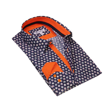 Celino // Reversible Cuff Button-Down // Navy + Blue + Orange Floral (S)