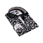 Reversible Cuff Button-Down // Black + Cream Floral (L)