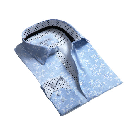 Celino // Reversible Cuff Button-Down Shirt // Bluish Gray Floral (S)