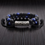 Lapis Lazuli + Onyx Fleur de Lis Double Row Stone Bracelet