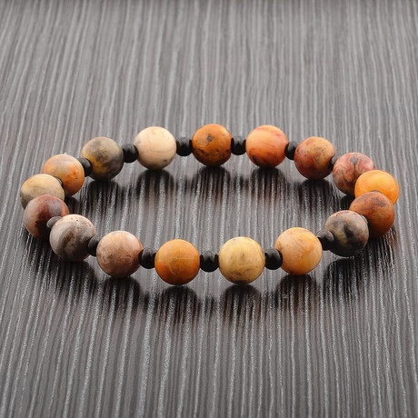 Brown + Orange Agate Stone Bracelet