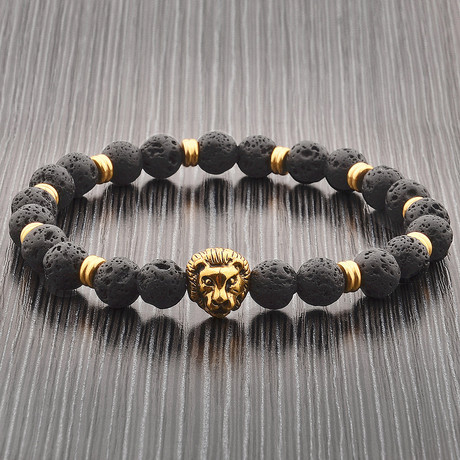 Lava + Gold Lion Stone Bracelet