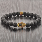 Lava + Gold Hamsa Stone Bracelet