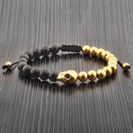 Onyx + Gold Skull Bracelet