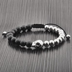 Onyx + Silver Skull Bracelet