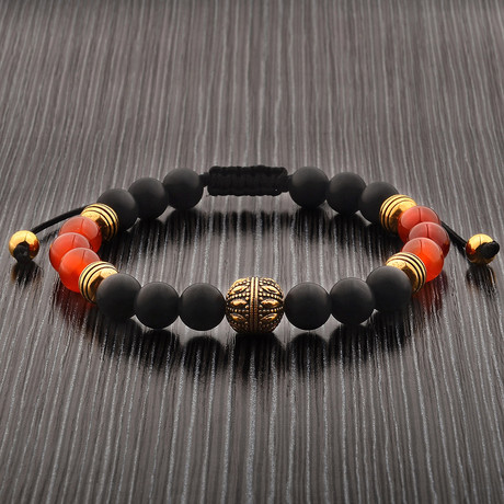 Onyx + Agate Gold Adjustable Stone Bracelet