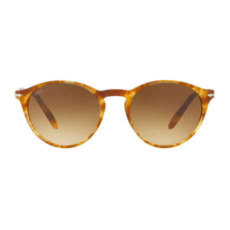 Persol Classic Round Sunglasses // Light Tortoise + Brown Gradient