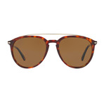 Persol Men's Metal Bridge Sunglasses // Havana + Brown Polarized