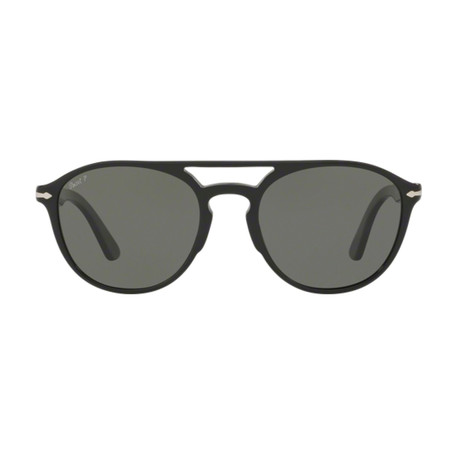 Persol Acetate Aviator Sunglasses // Black + Grey Gradient