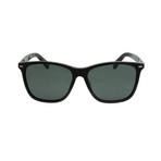 Zegna // Men's Polarized Square Sunglasses // Shiny Black + Green Polarized