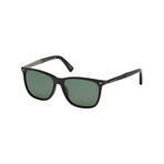 Zegna // Men's Polarized Square Sunglasses // Shiny Black + Green Polarized