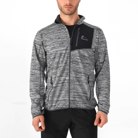 Altair Full Zippered Hooded Thermal Top // Gray Melange + Black (S)